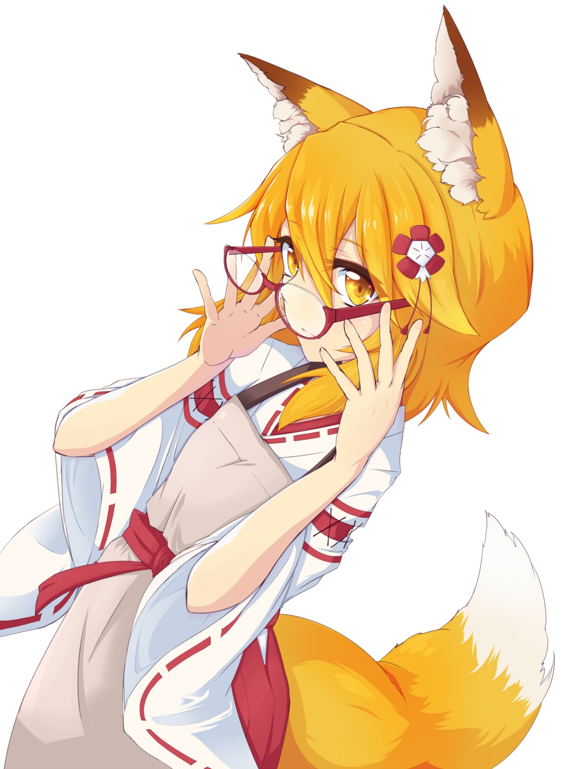 animal_ears kitsune megane miko senko-san sewayaki_kitsune_no_senko-san suu2510 tail