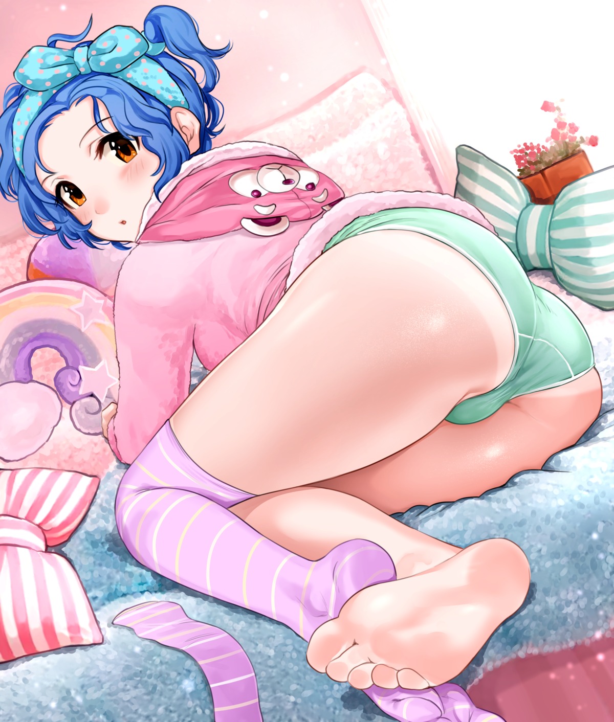 ass feet hanamasa_ono pantsu tan_lines the_idolm@ster the_idolm@ster_million_live! thighhighs toyokawa_fuuka