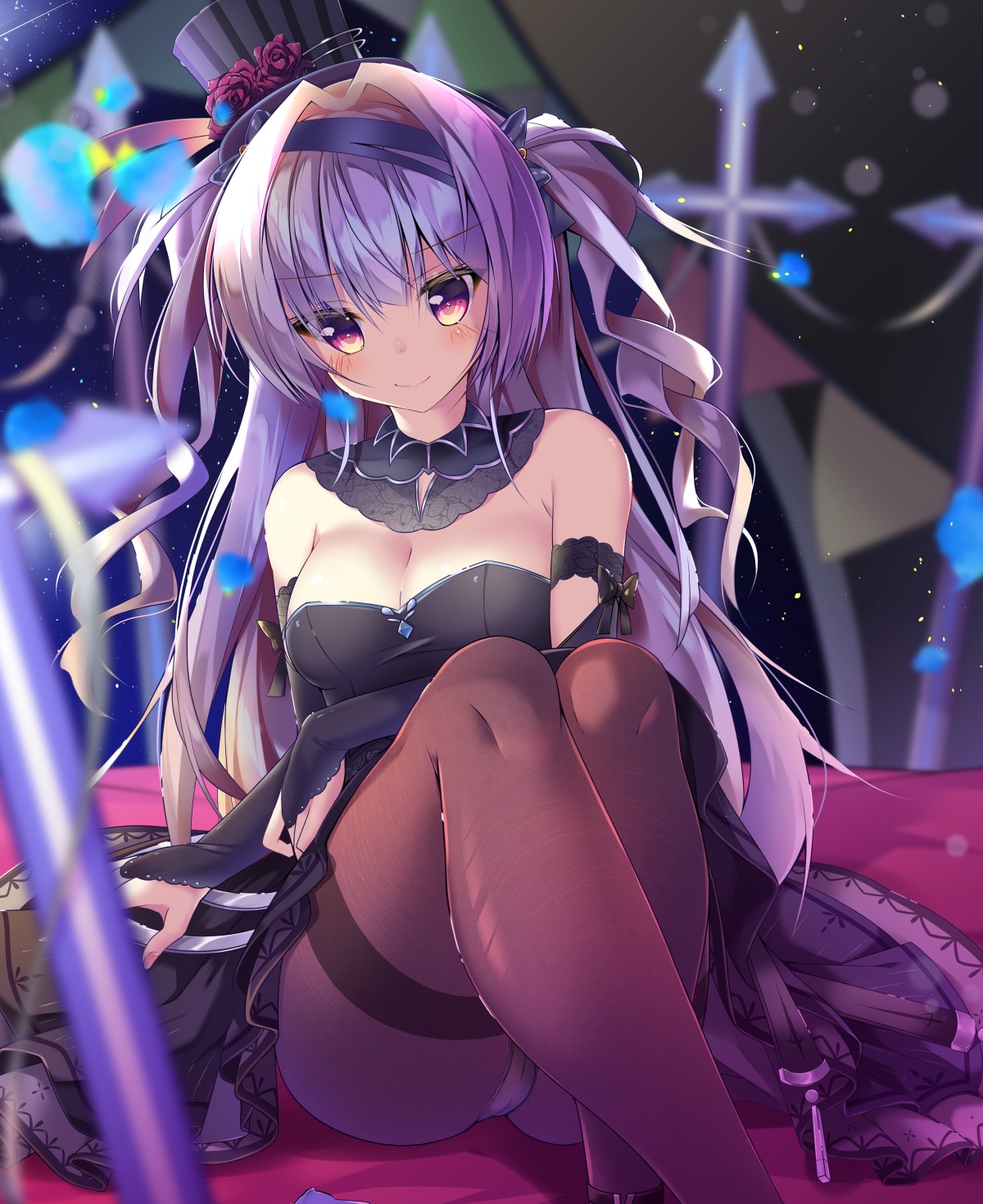 ajax_(azur_lane) azur_lane breast_hold cameltoe cleavage dress maritaki pantsu pantyhose see_through