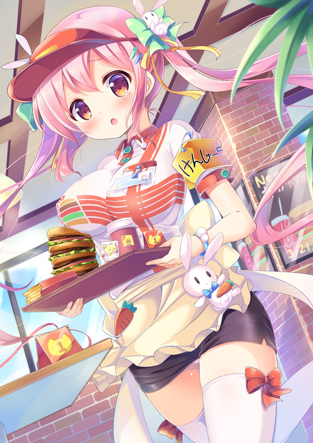 kurou_(quadruple_zero) pantsu thighhighs waitress