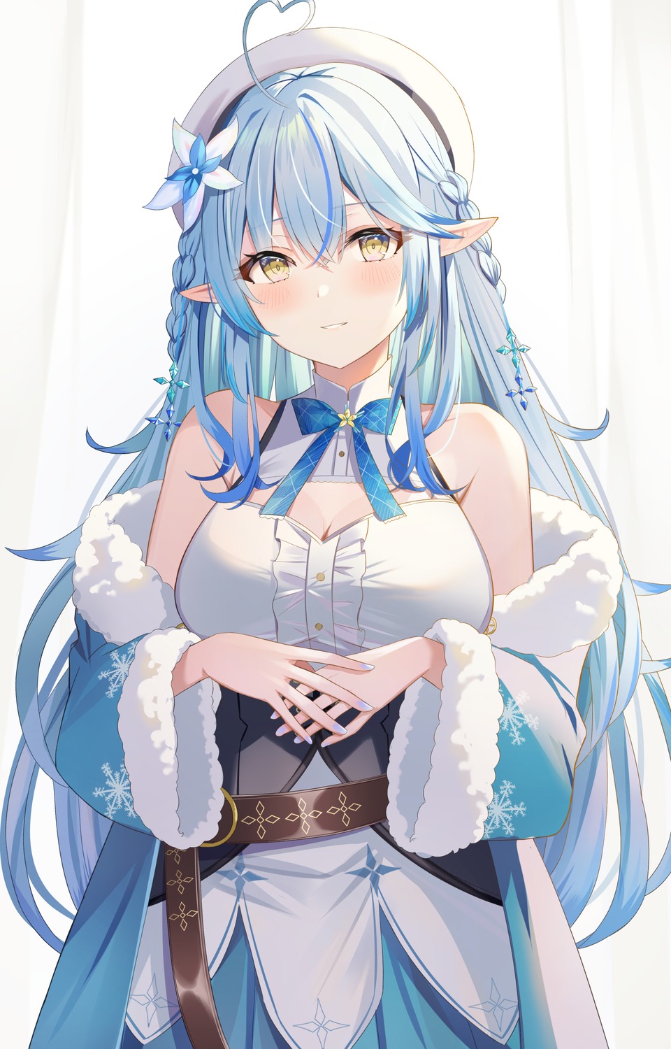 cleavage elf hololive pointy_ears sisoha yukihana_lamy