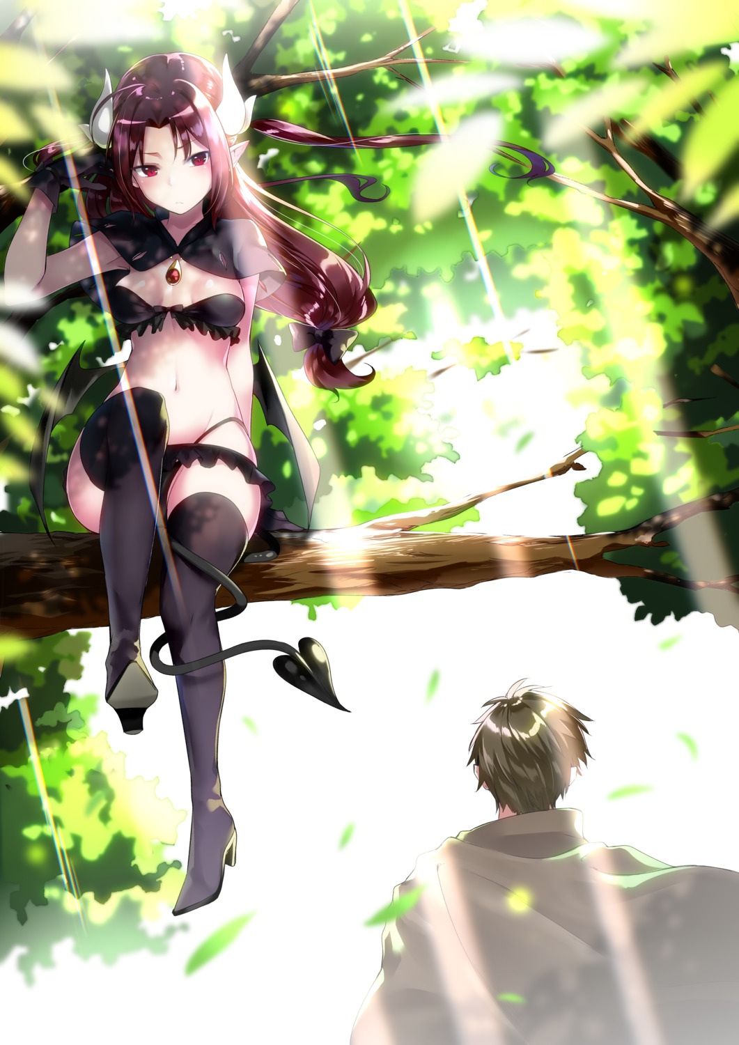 bikini heels horns mishin_(mbmnk) pointy_ears swimsuits tail thighhighs wings