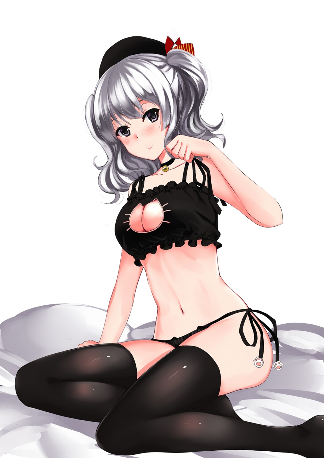 cleavage kantai_collection kashima_(kancolle) lingerie mizuki_ame pantsu string_panties thighhighs