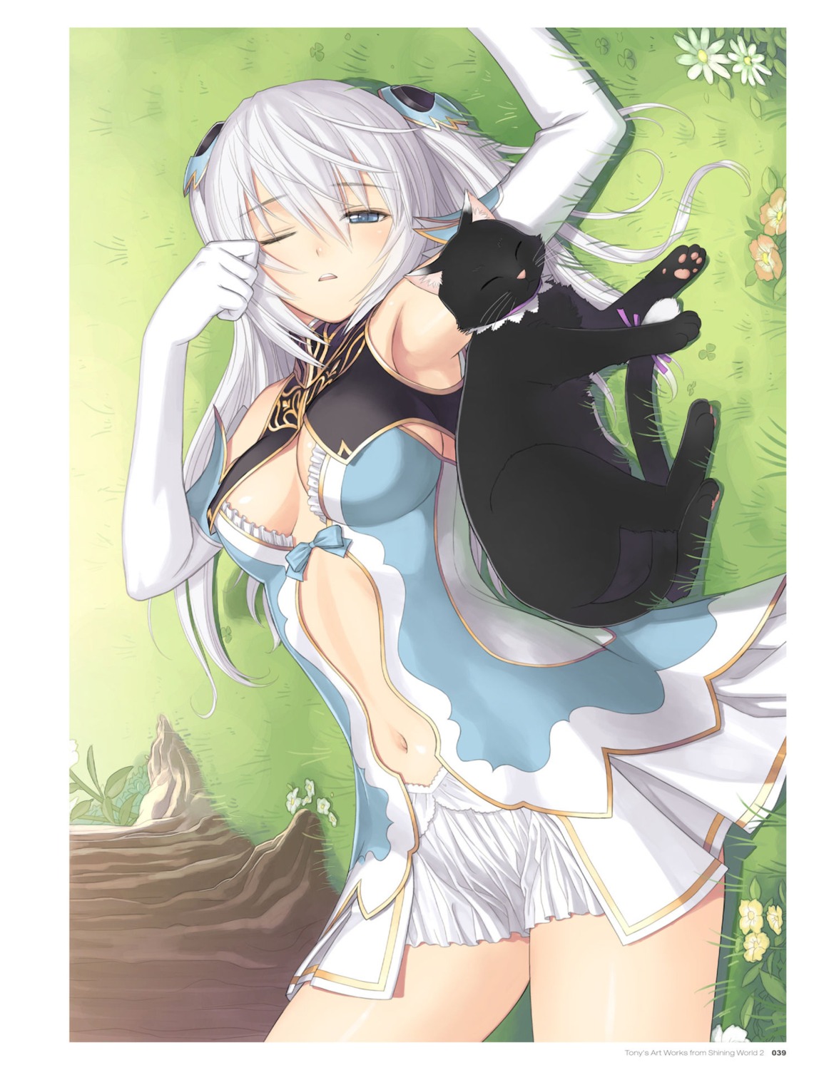 altina_mhe-re_sylphith cleavage digital_version dress ling_xiaomei neko no_bra sega shining_blade shining_world tony_taka