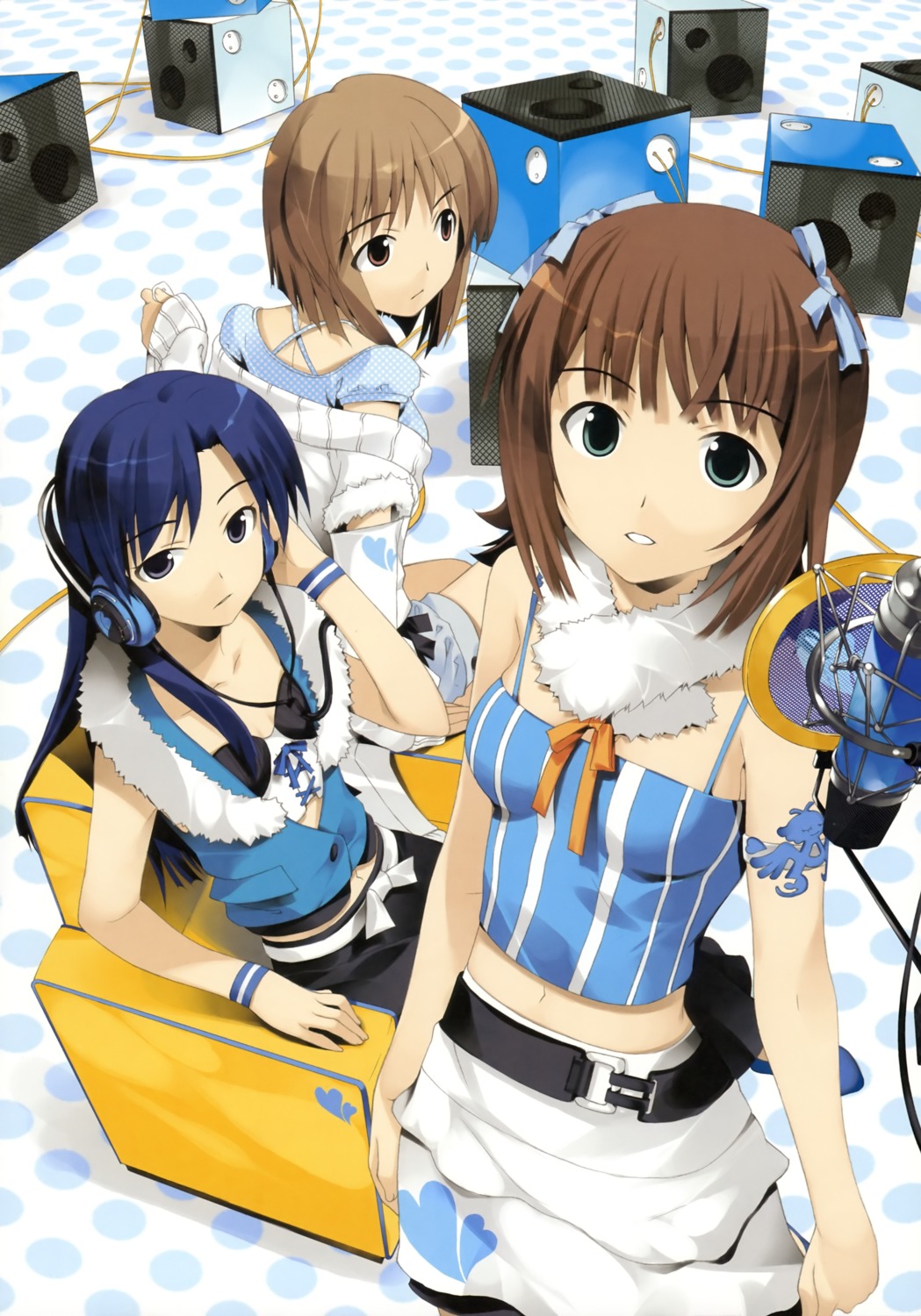 amami_haruka fujima_takuya hagiwara_yukiho headphones kisaragi_chihaya the_idolm@ster the_idolm@ster_break!