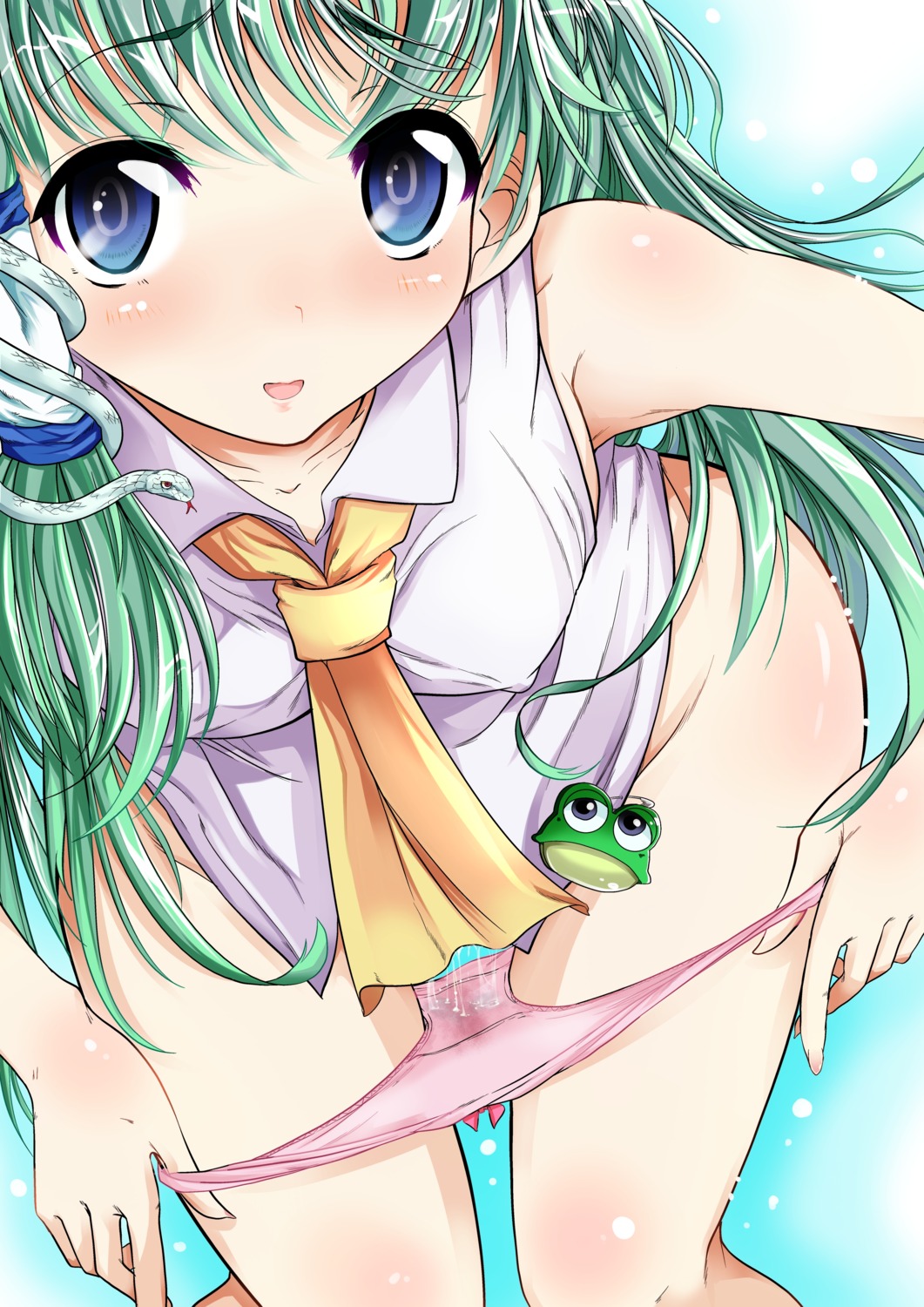 erect_nipples goya kochiya_sanae pantsu panty_pull pussy_juice touhou undressing