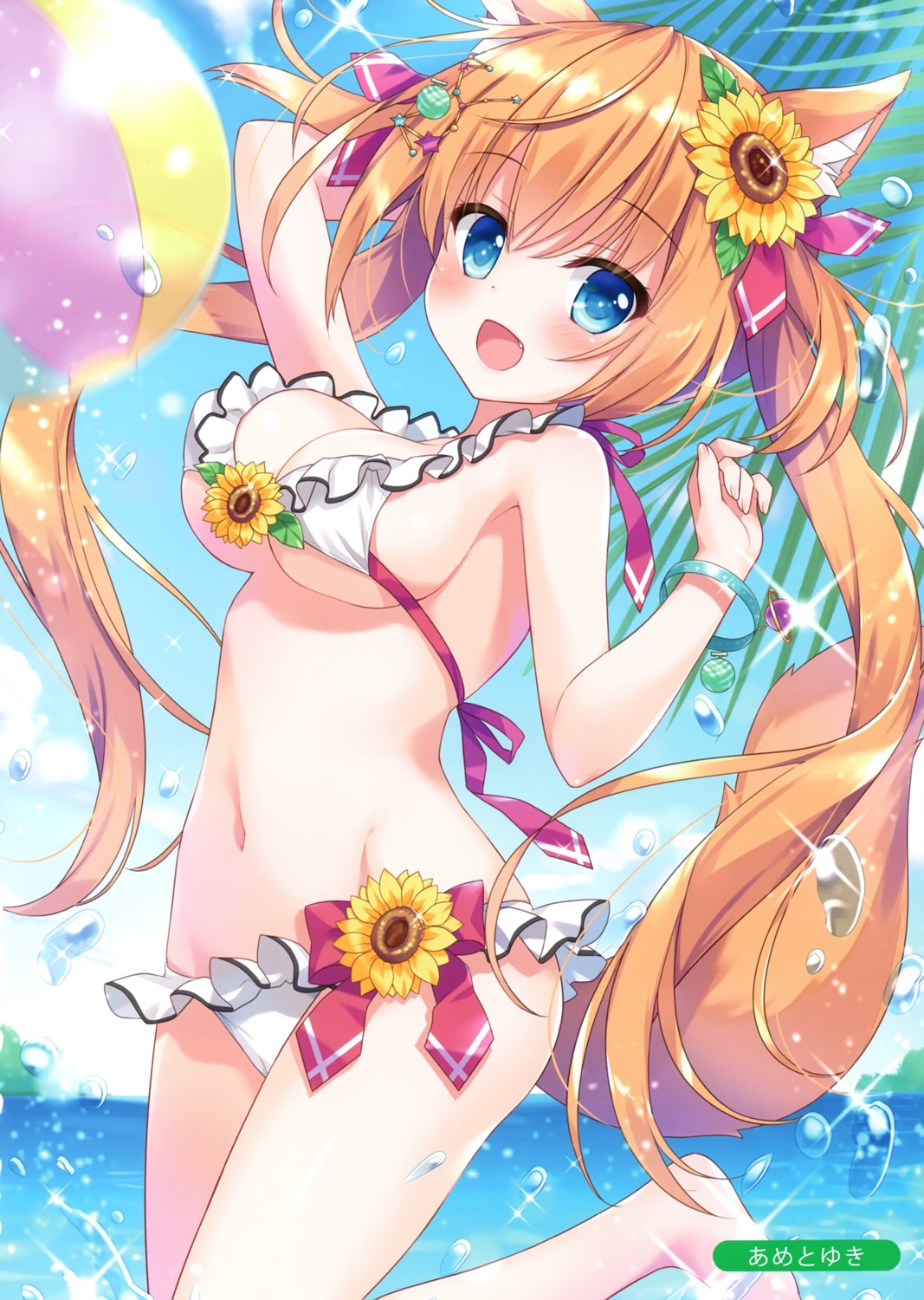 ameto_yuki animal_ears bikini ekichou_ookami_(ameto_yuki) swimsuits tail underboob