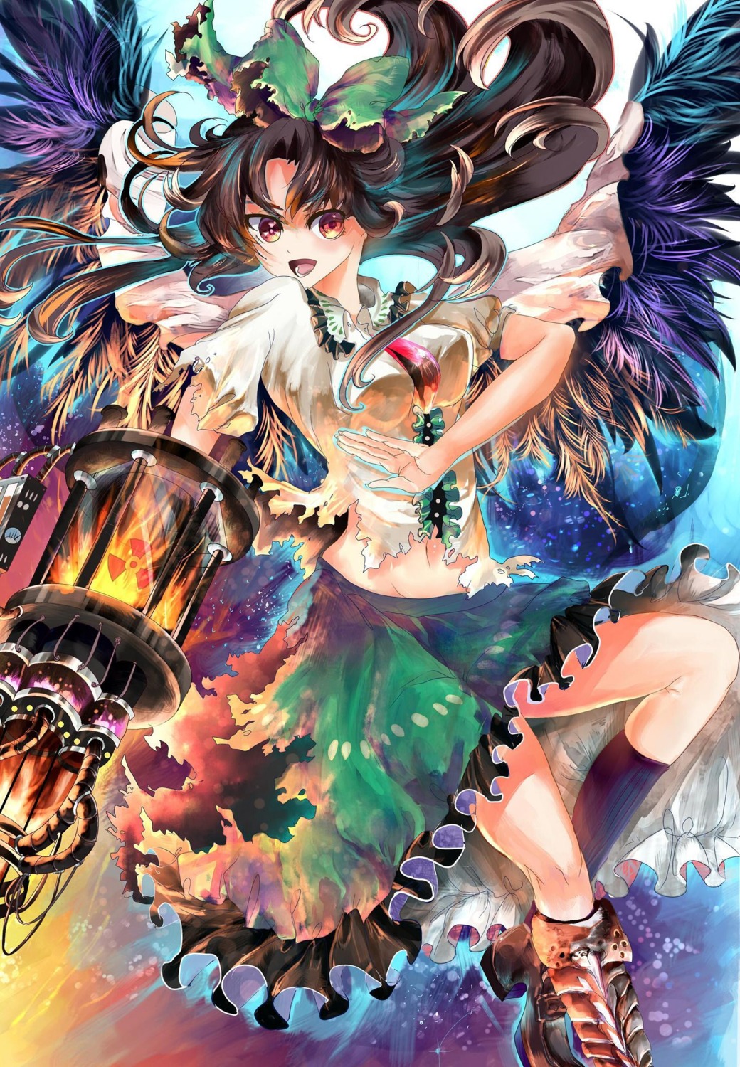 hoshika_ranoe reiuji_utsuho torn_clothes touhou wings