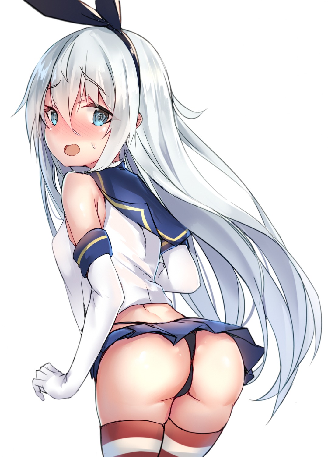 ass cosplay hibiki_(kancolle) kantai_collection kure_(kure_ng) pantsu possible_duplicate skirt_lift thighhighs thong