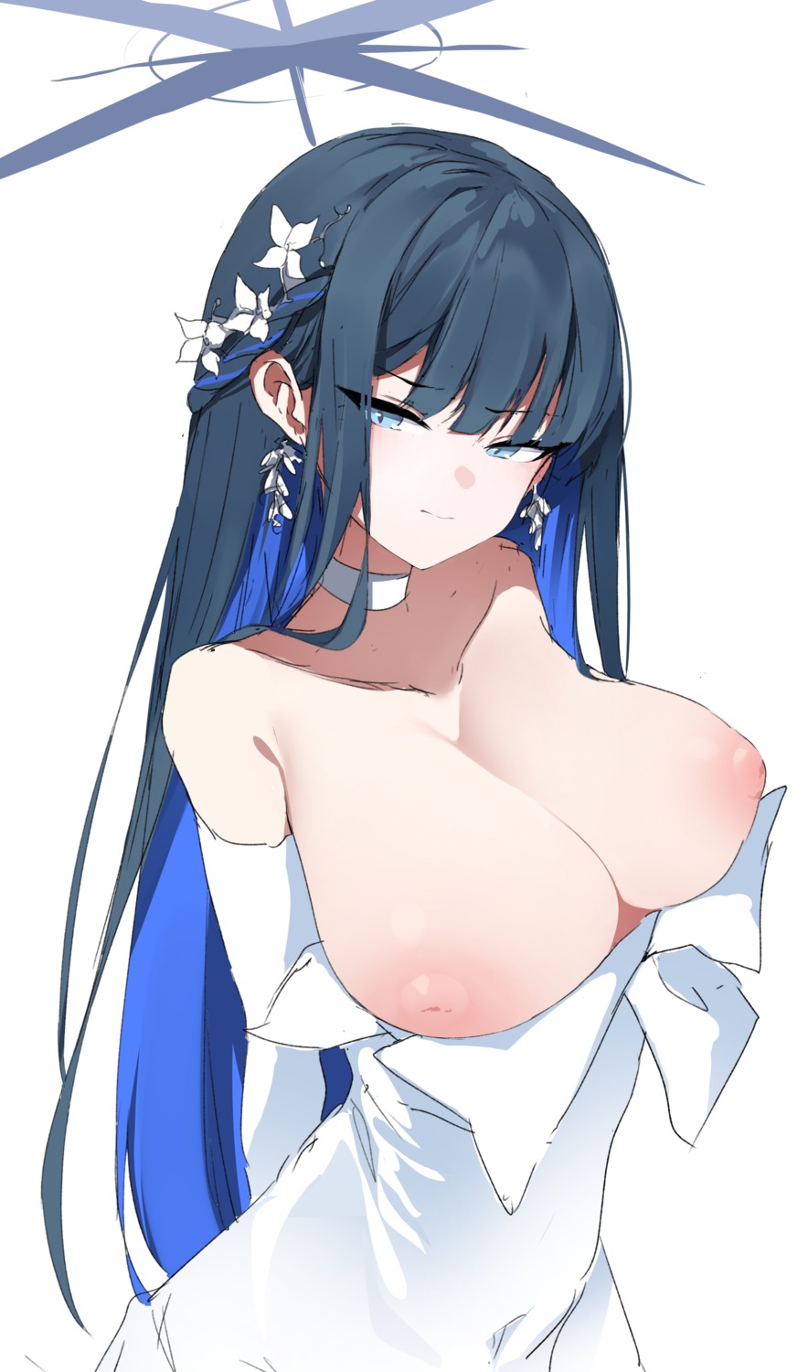 blue_archive breasts dress halo joumae_saori nipples no_bra silday