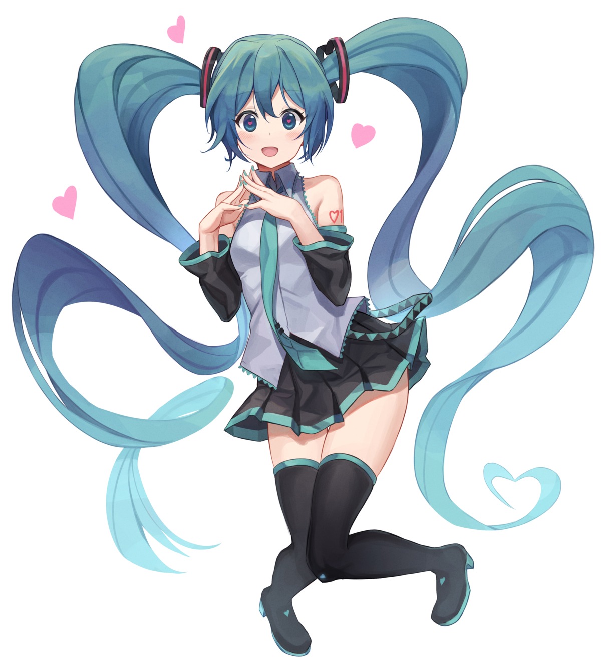 bibboss39 hatsune_miku heels skirt_lift tattoo thighhighs vocaloid