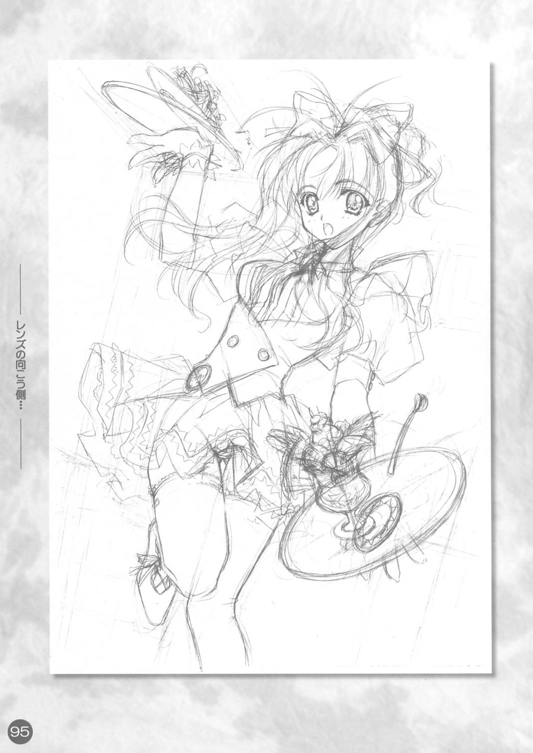 carnelian dress monochrome sketch thighhighs waitress