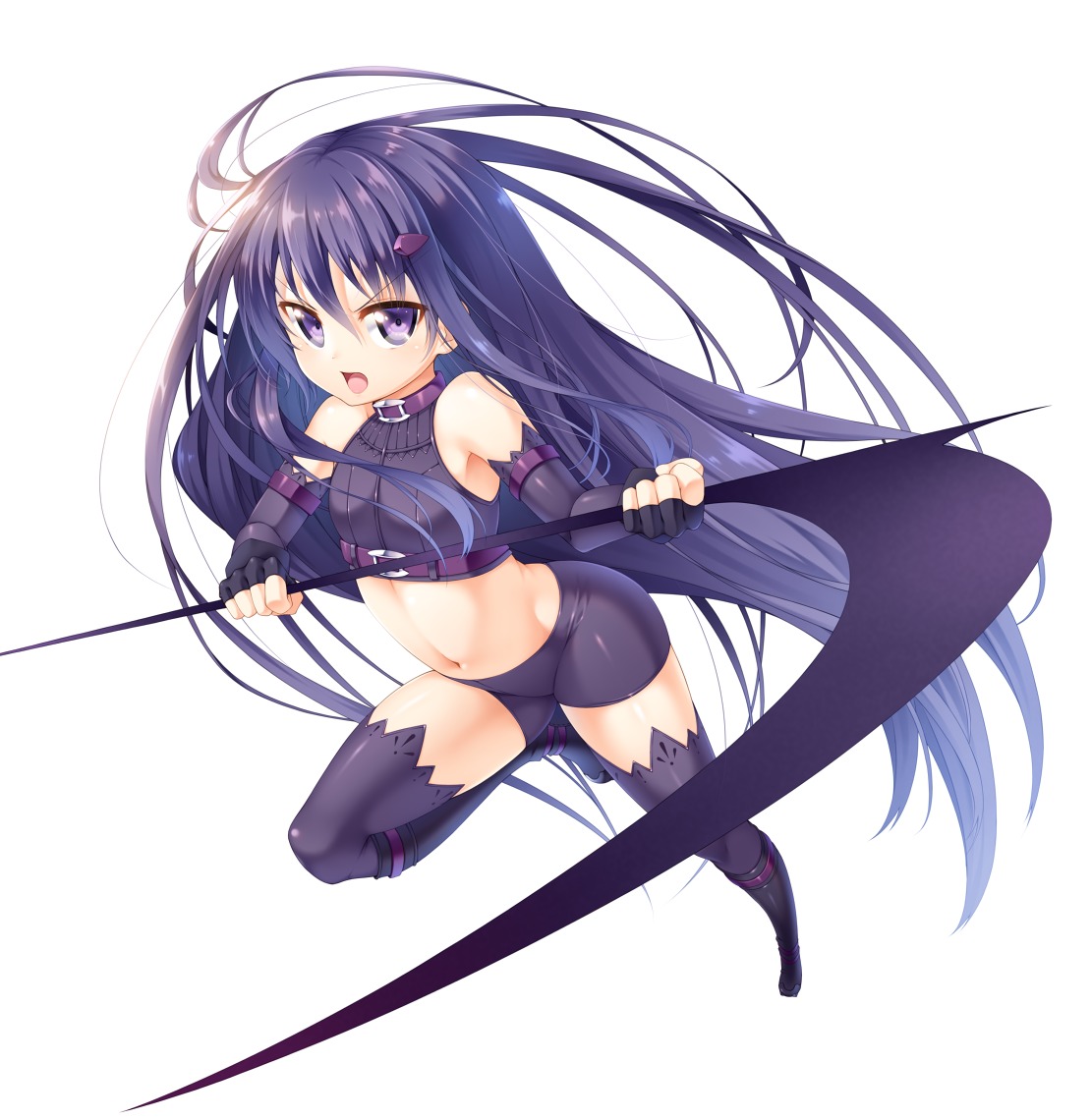 bike_shorts kazuma_(kazumav) thighhighs weapon