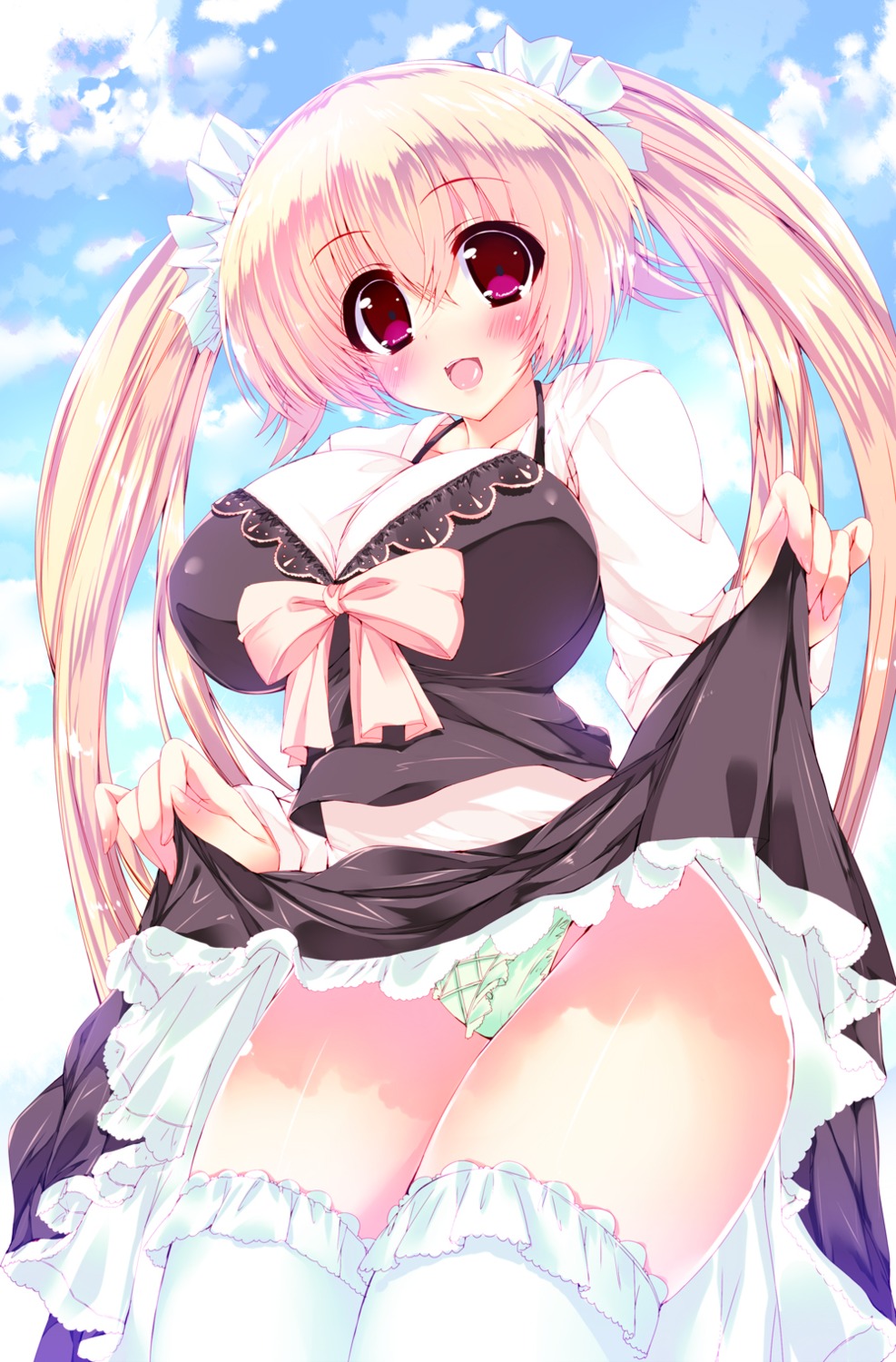 noto_kurumi pantsu skirt_lift thighhighs