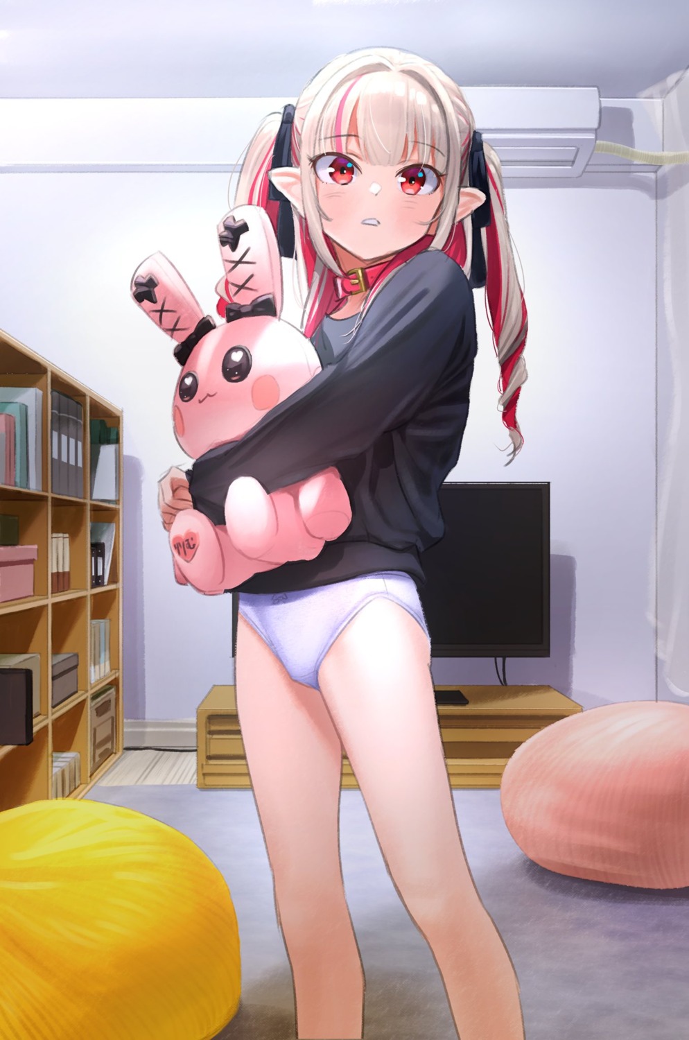 loli makaino_ririmu nijisanji nijisanji_gamers pantsu pointy_ears sabamen sweater