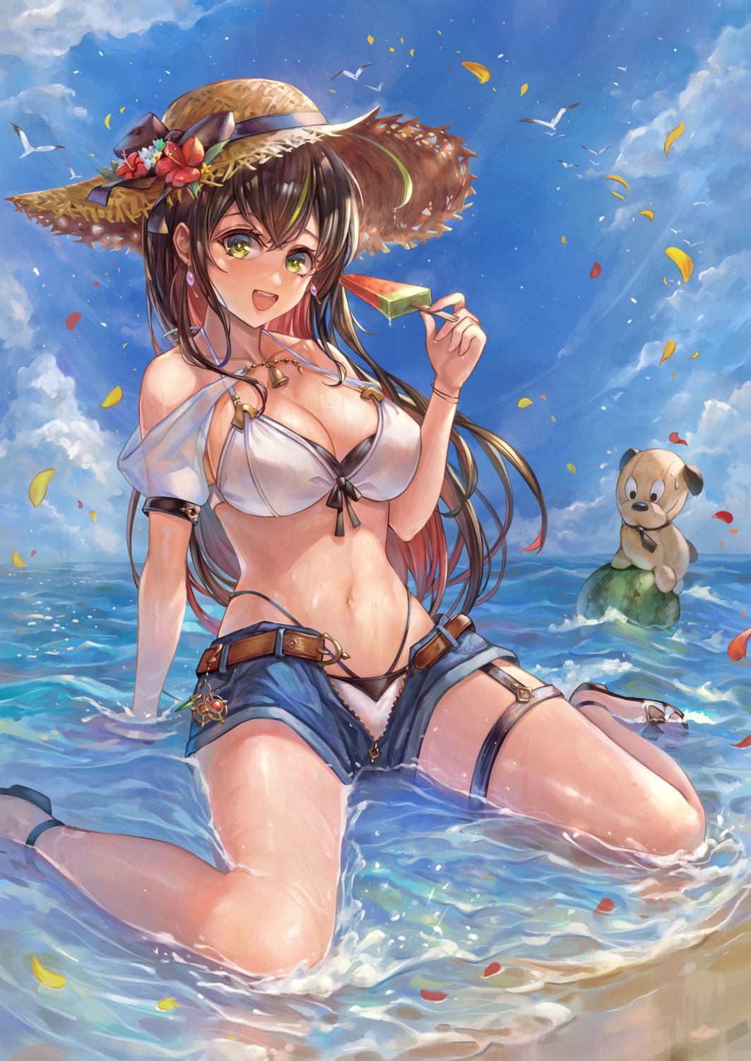 bikini cleavage garter swimsuits wet yahiro_(heartseek000)