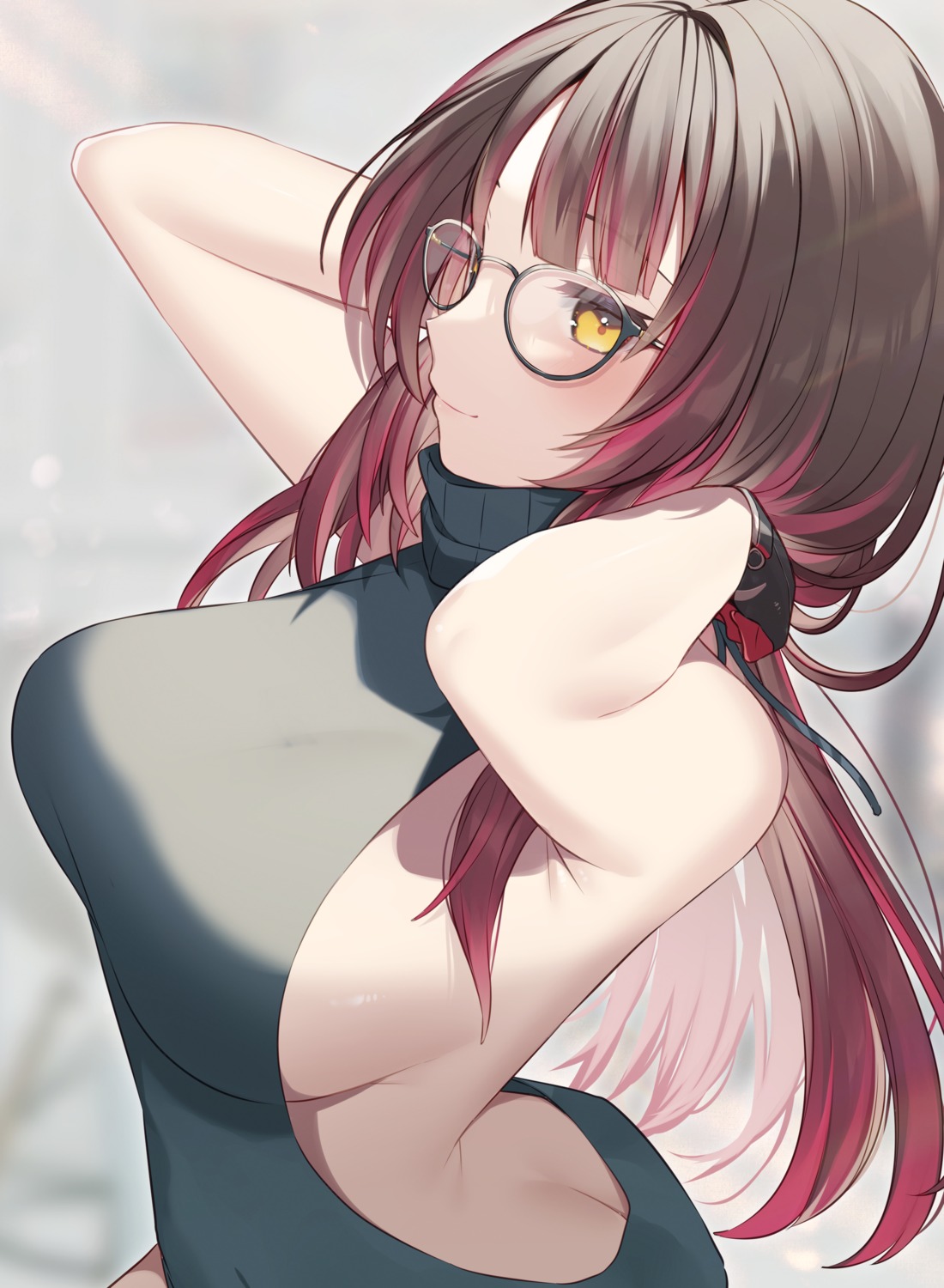 dress hololive megane no_bra nopan roboco-san sweater usamata