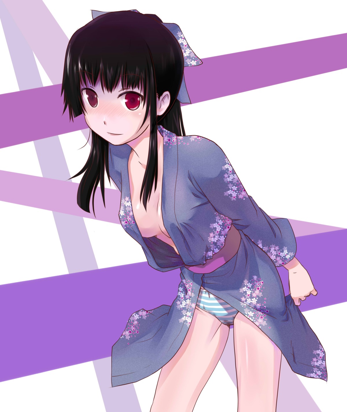 cancer_(zjcconan) cleavage kimono no_bra pantsu sanka_rea sankarea shimapan