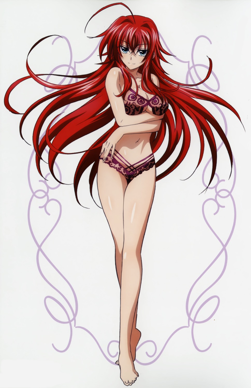 bra breast_hold cleavage feet highschool_dxd pantsu rias_gremory underboob