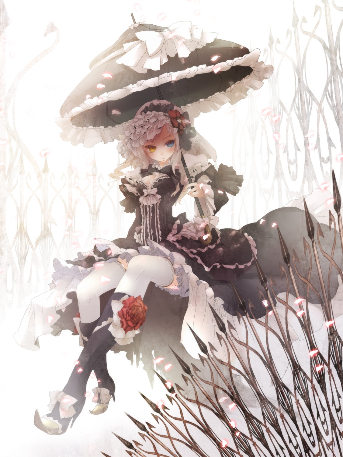 cleavage heterochromia lolita_fashion thighhighs zerokichi