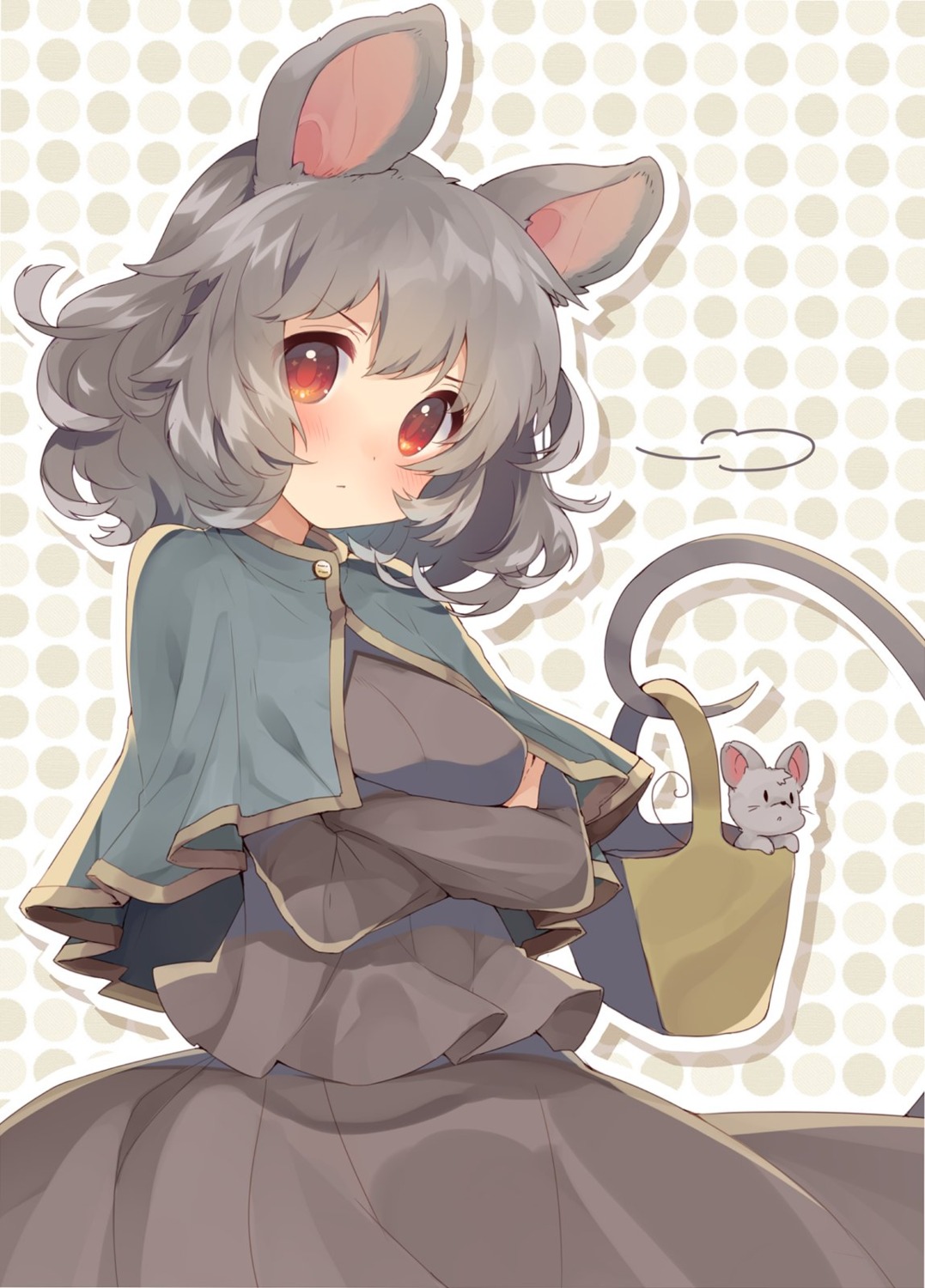 animal_ears breast_hold dress nazrin tail touhou usamata