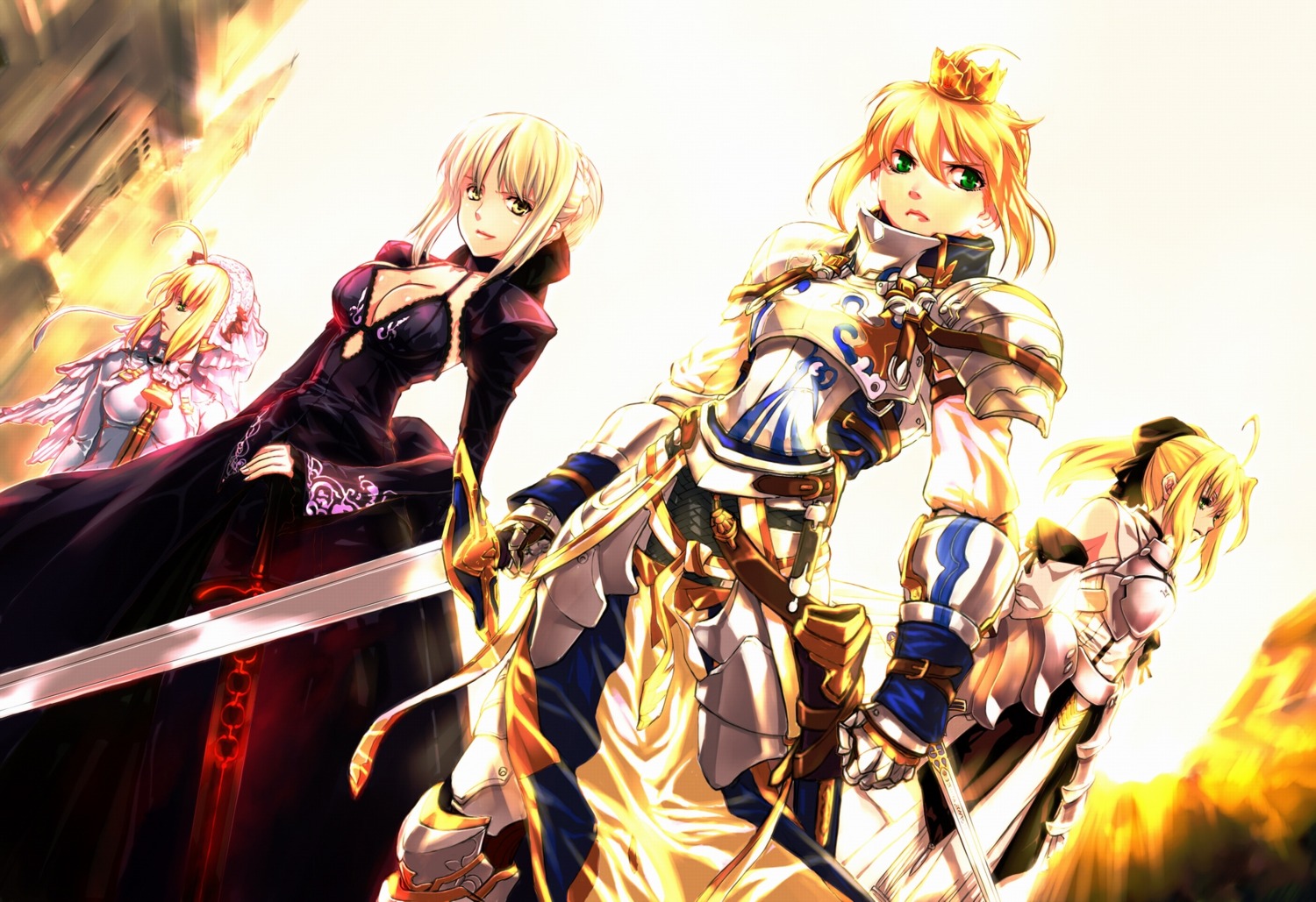armor cleavage dress fate/extra fate/extra_ccc fate/hollow_ataraxia fate/stay_night fate/unlimited_codes jian_huang saber saber_alter saber_bride saber_extra saber_lily sword