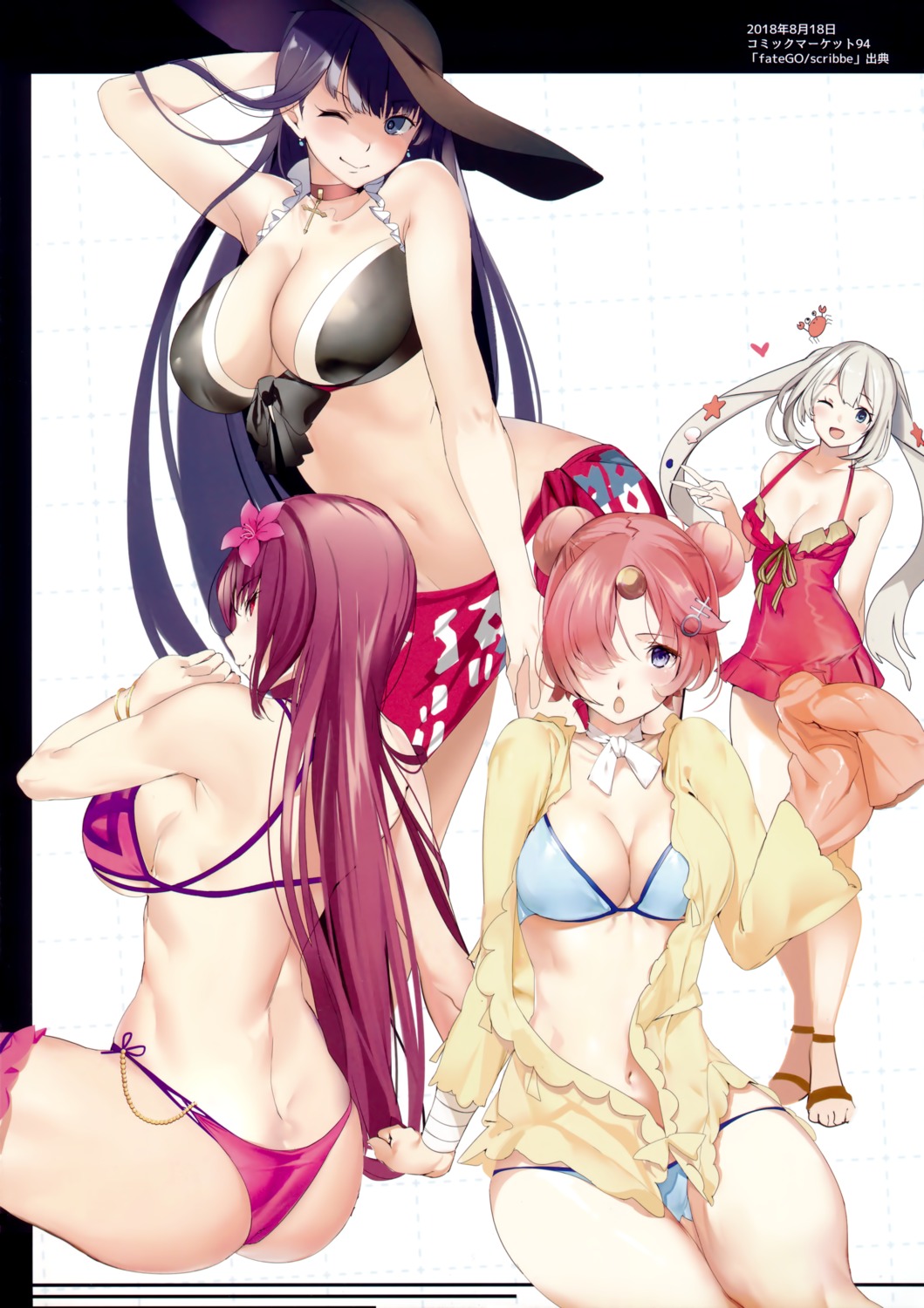 ass bikini cleavage fate/grand_order frankenstein's_monster_(fate) kansai_gyogyou_kyoudou_kumiai marie_antoinette_(fate/grand_order) marushin open_shirt possible_duplicate saint_martha scathach_(fate/grand_order) swimsuits underboob