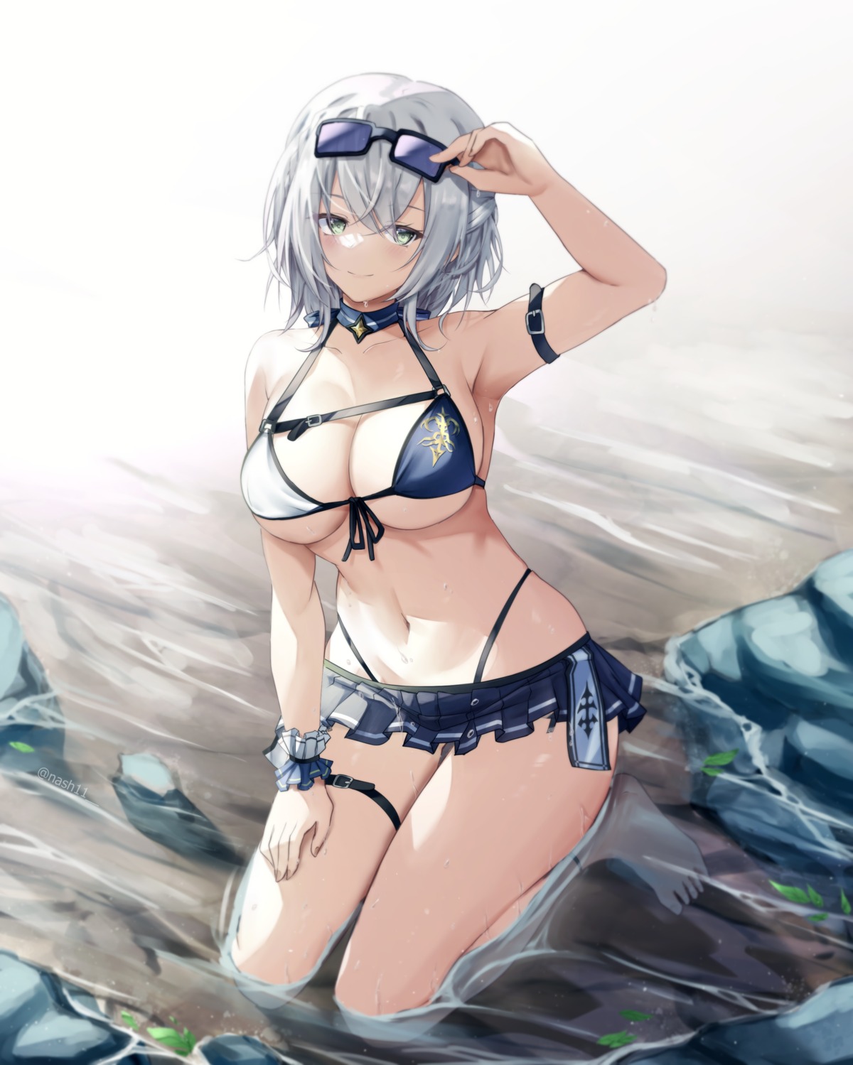 bikini garter hololive megane nash11 shirogane_noel swimsuits