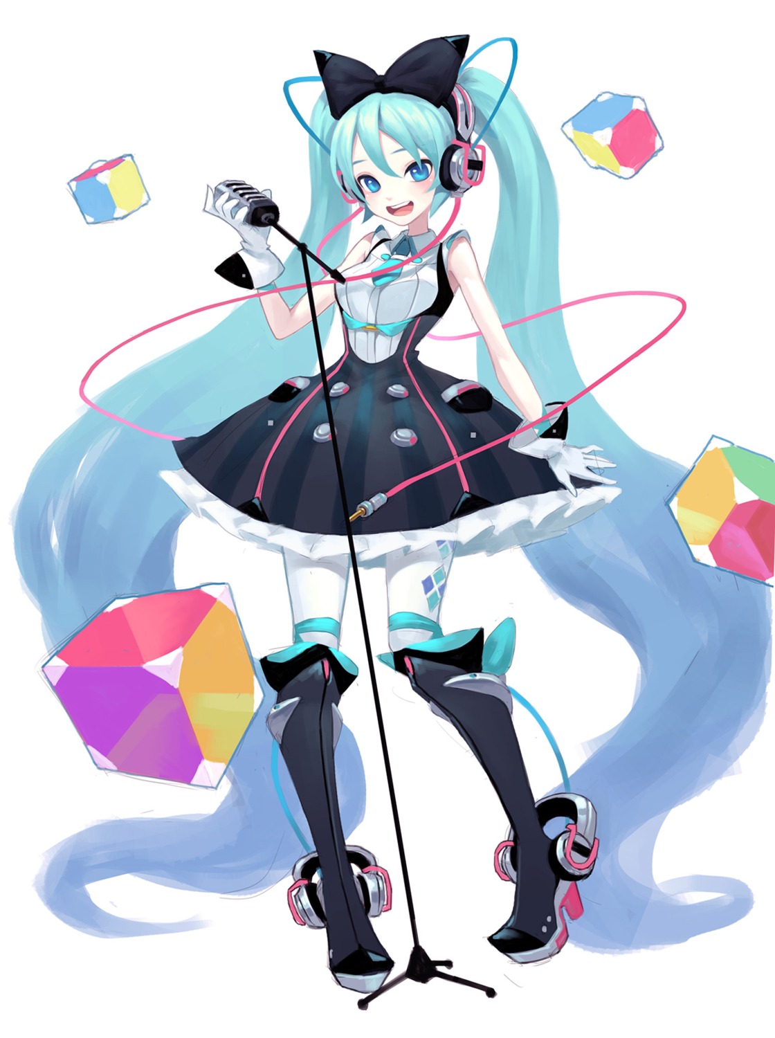 dress hatsune_miku headphones heels magical_mirai vocaloid zengxianxin