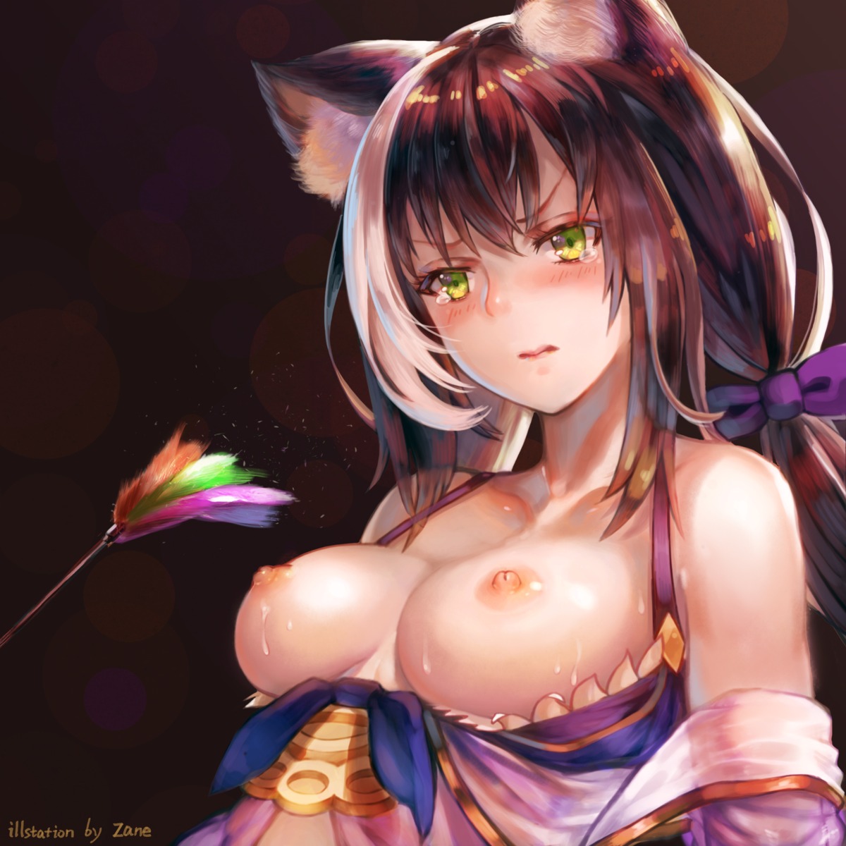 animal_ears breasts karyl_(princess_connect) nipples open_shirt princess_connect princess_connect!_re:dive sxbzero wet