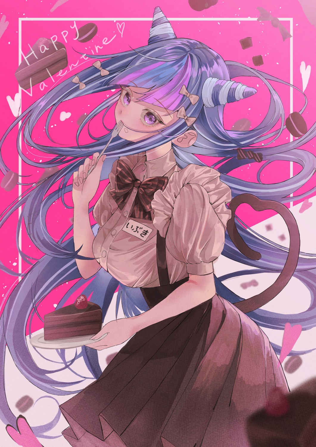 7991_(artist) cream dangan-ronpa dangan-ronpa_2 mioda_ibuki tail valentine waitress