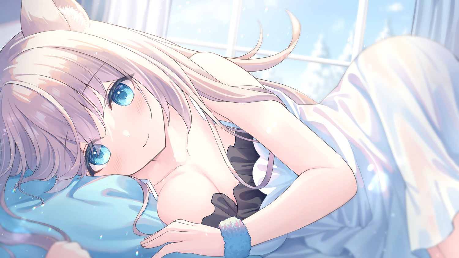 animal_ears indie_virtual_youtuber lingerie no_bra possible_duplicate satsuki_yukimi satsuki_yukimi_(vtuber) see_through wallpaper