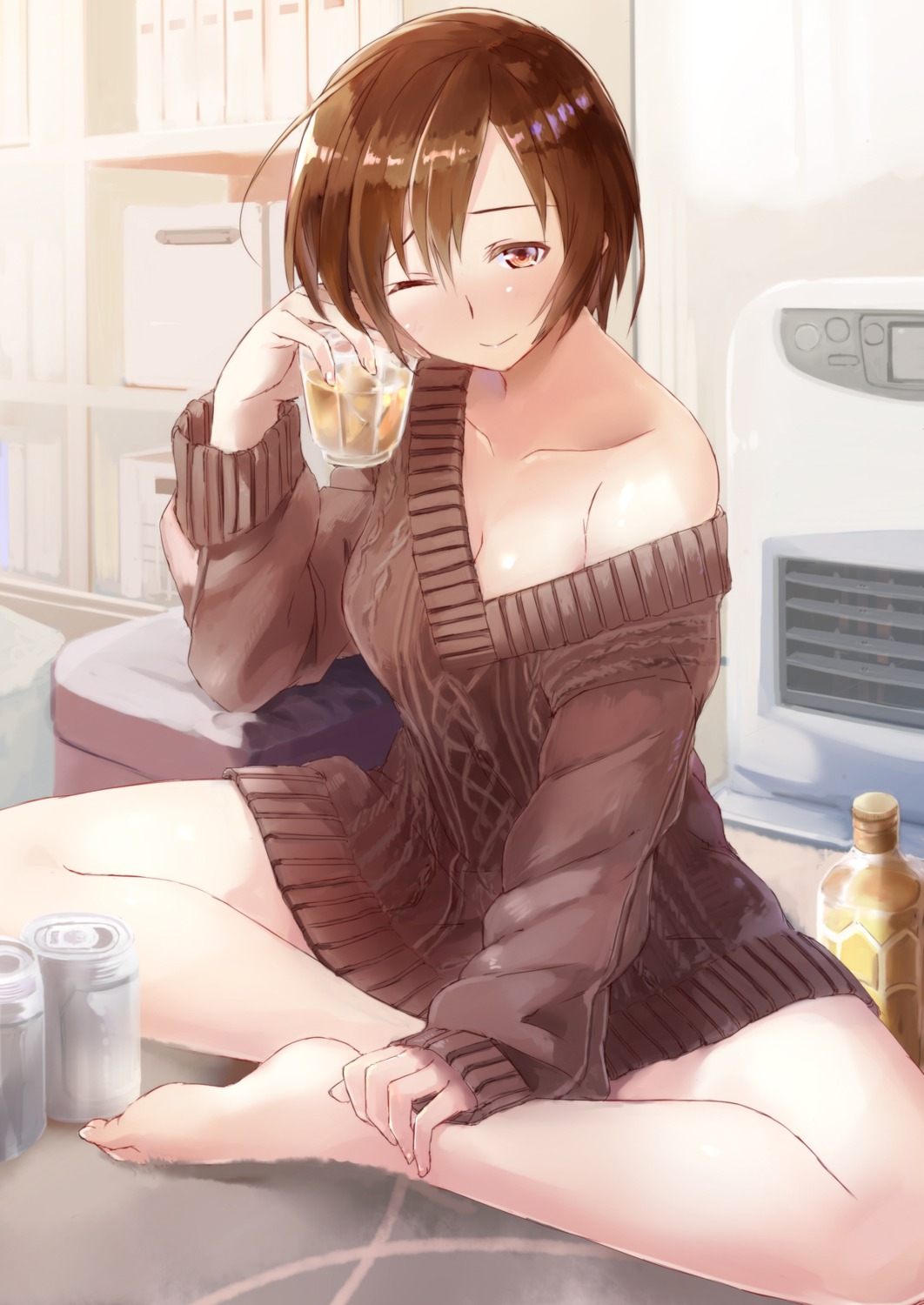 cleavage daidou_(demitasse) feet meiko sweater vocaloid