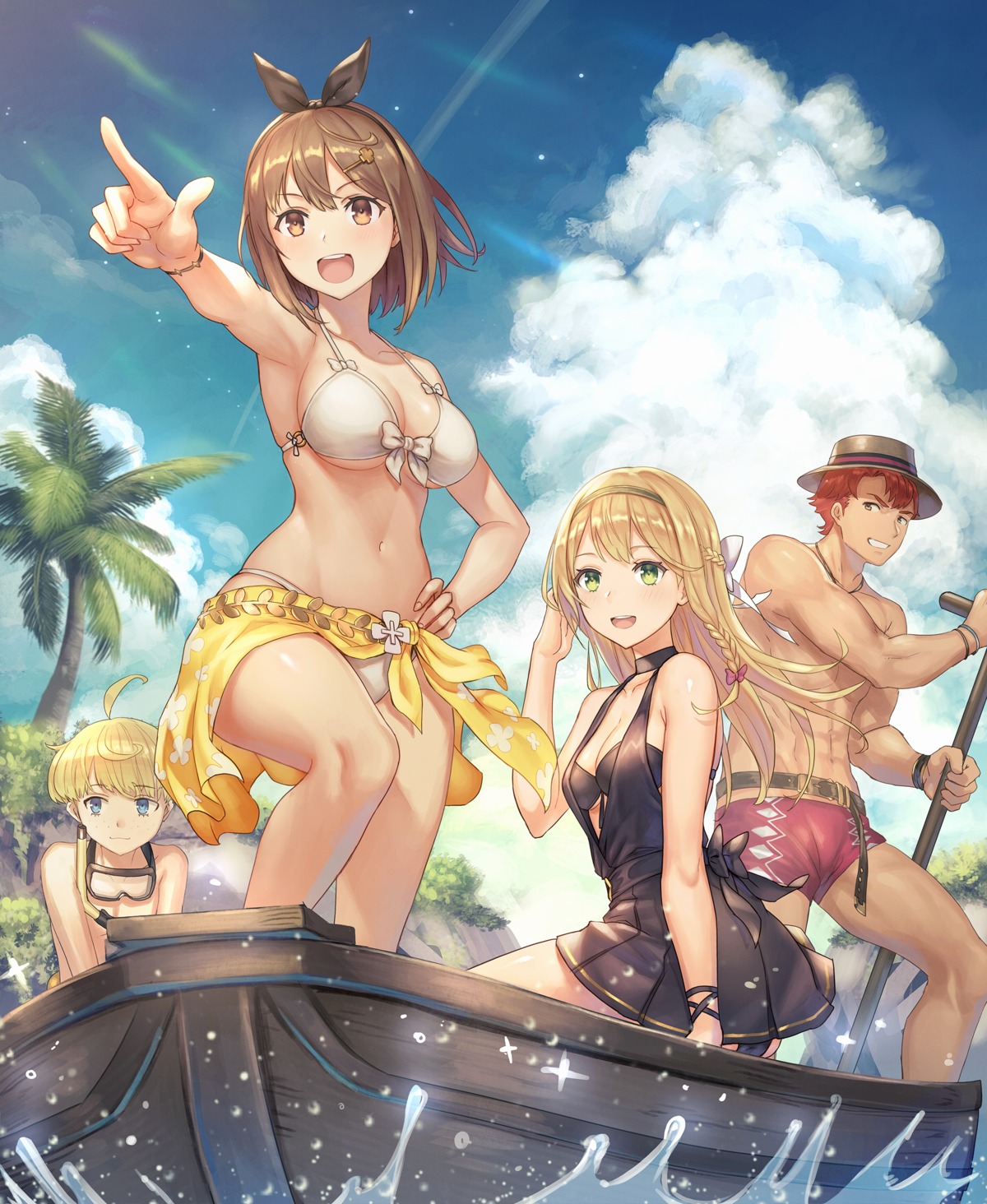 anbe_yoshirou atelier atelier_ryza bikini cleavage klaudia_valentz reisalin_stout swimsuits underboob