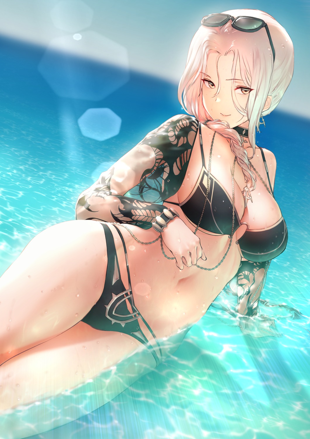 bikini carmilla_(fate/grand_order) fate/grand_order itaco megane see_through swimsuits wet
