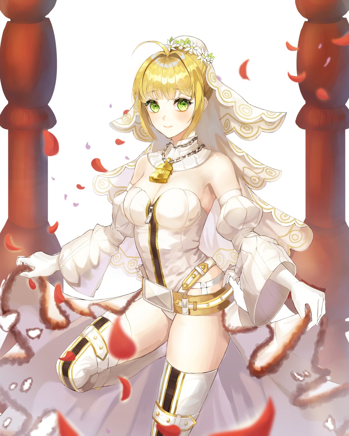 cleavage fate/extra fate/extra_ccc fate/grand_order fate/stay_night leotard saber_bride saber_extra thighhighs yulmung_ym