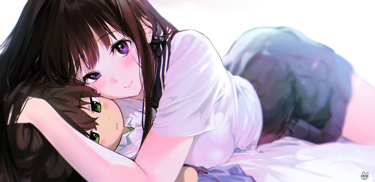 chibi chitanda_eru hyouka mery_(yangmalgage) oreki_houtarou seifuku