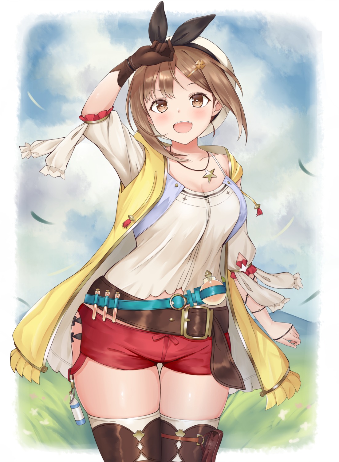 atelier atelier_ryza cleavage minoshi reisalin_stout thighhighs