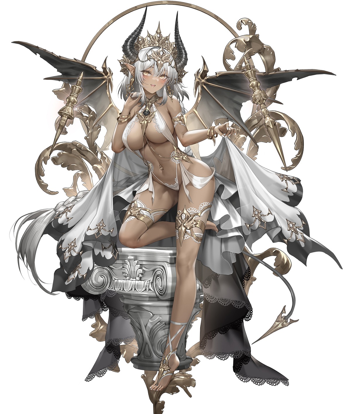 devil garter goddess_paradise horns no_bra pantsu pointy_ears tail thong wings zjsstc