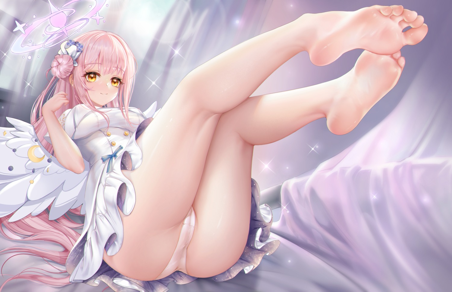 angel blue_archive cameltoe feet kamue misono_mika pantsu skirt_lift thong wings