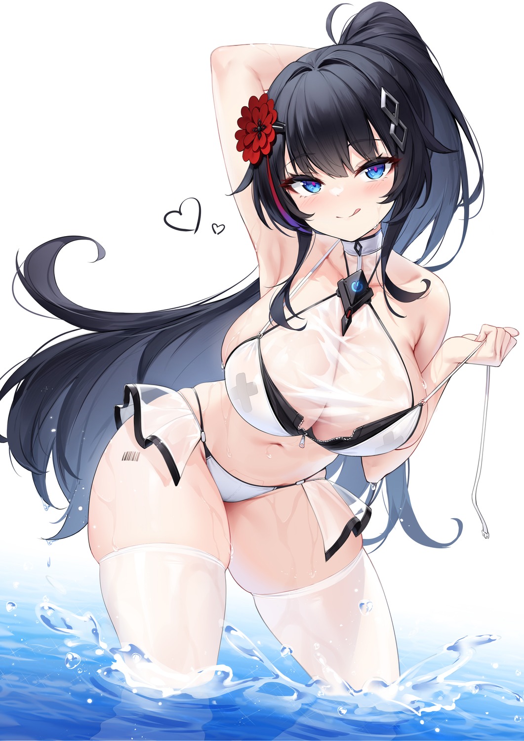 bikini k.t.cube see_through swimsuits thighhighs wet wet_clothes
