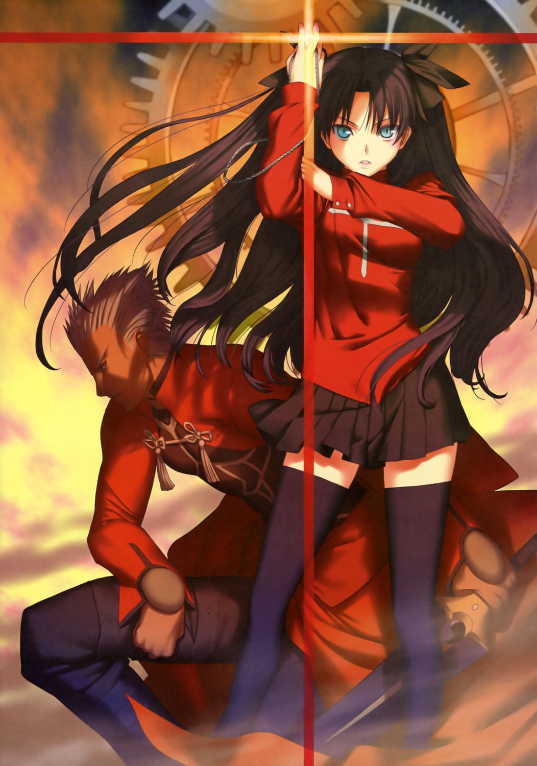 archer fate/stay_night tagme thighhighs toosaka_rin type-moon