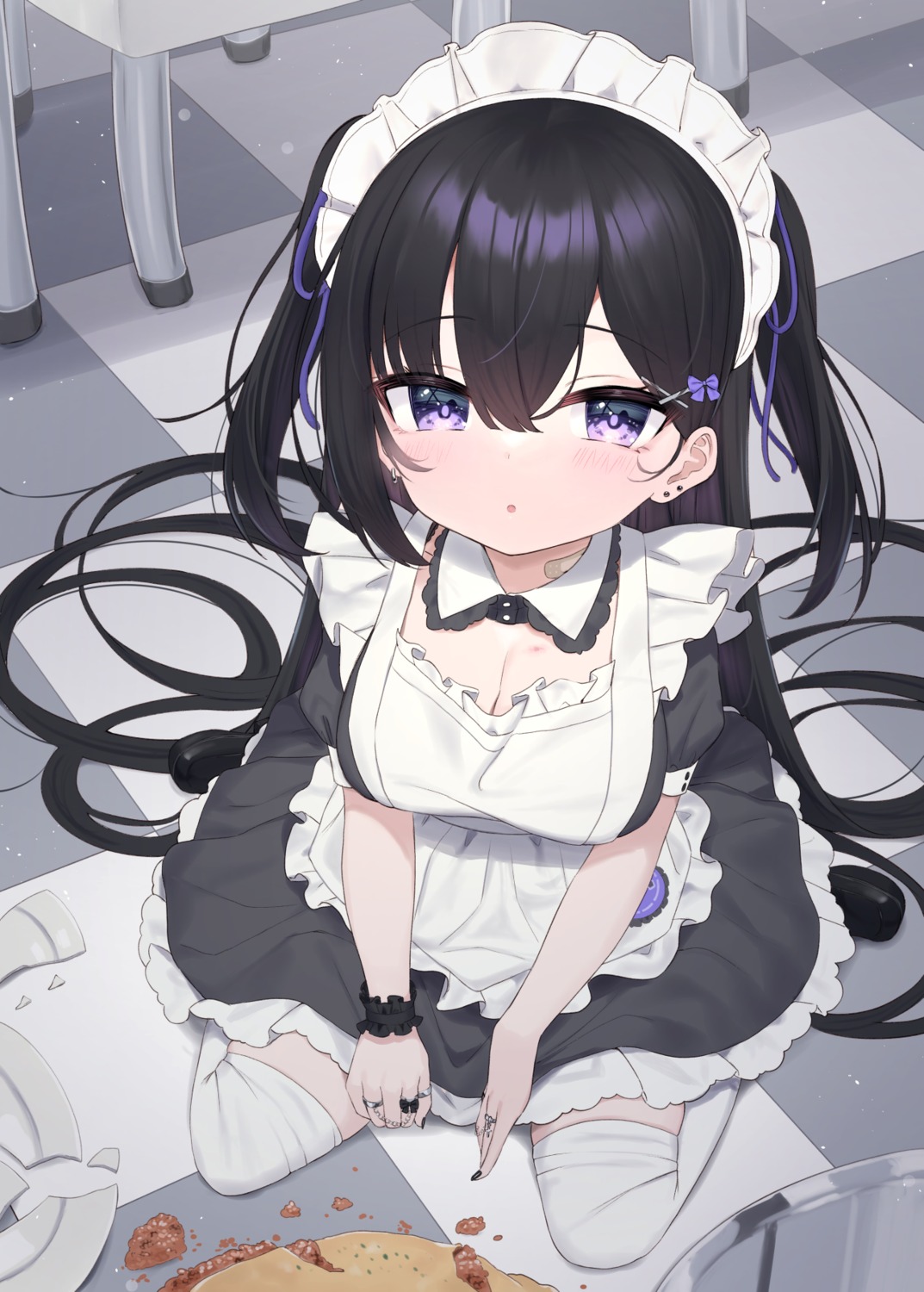 cleavage maid thighhighs tsuki_usagi