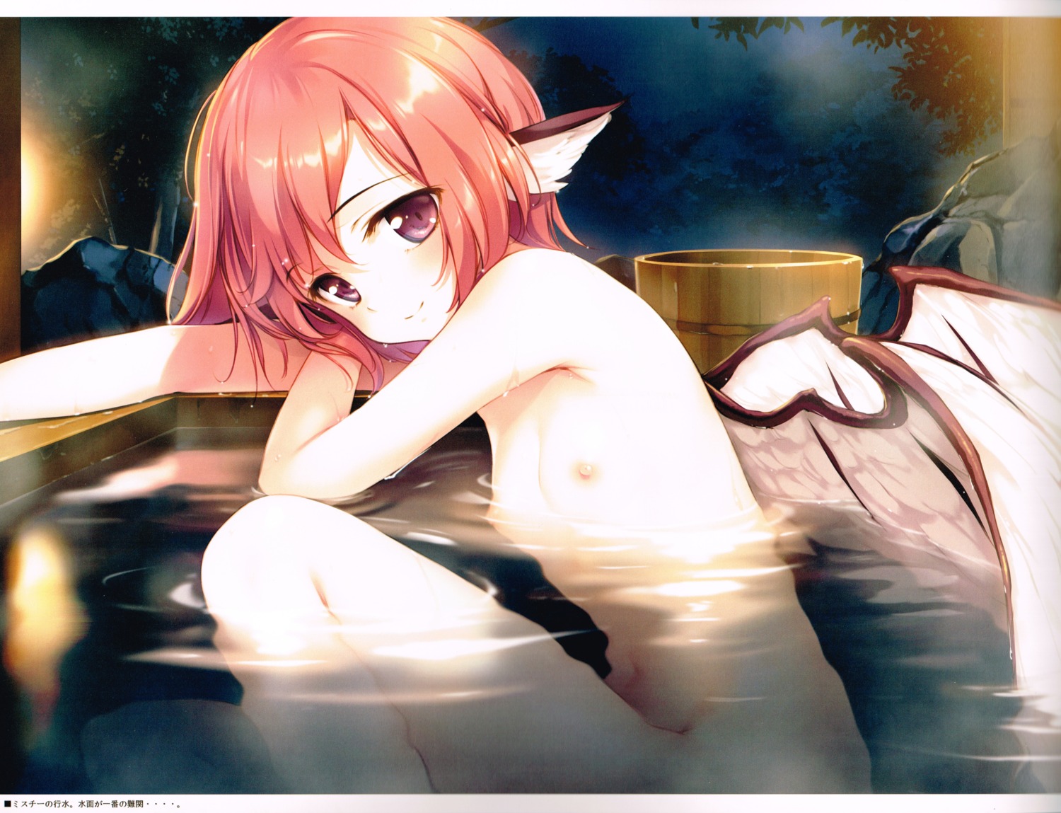 animal_ears bathing gekidoku_shoujo ke-ta loli mystia_lorelei nipples scanning_artifacts touhou wet wings