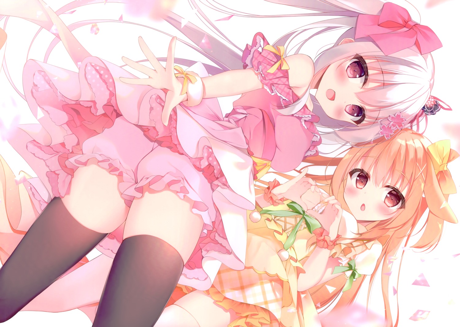 animal_ears bloomers dress shirosei_mochi skirt_lift thighhighs