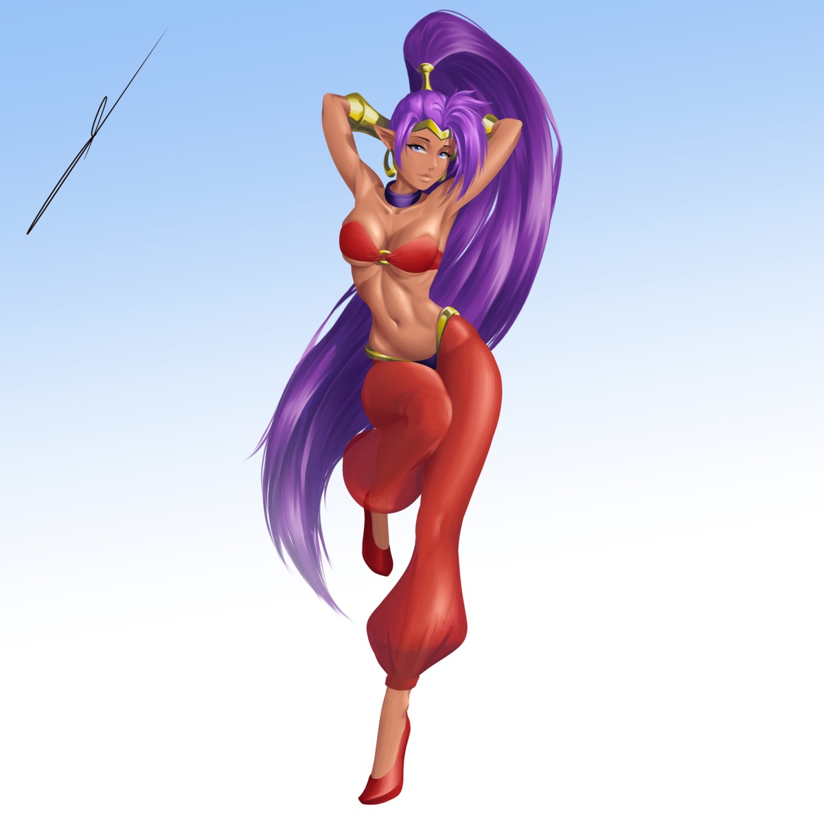 no_bra pointy_ears see_through shantae shantae_(character) skarj