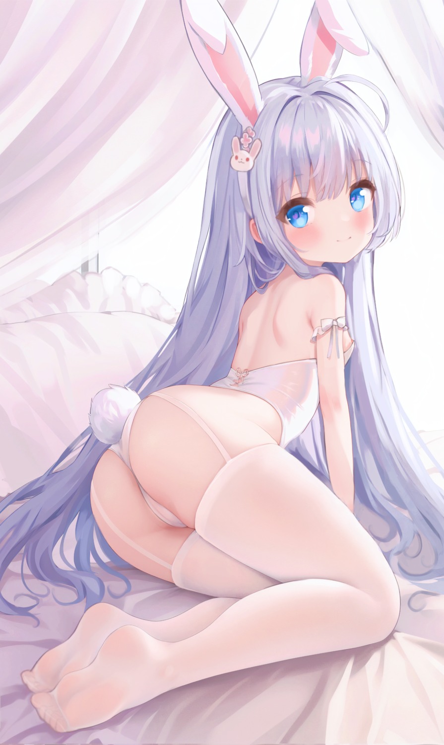 animal_ears artist_revision ass bunny_ears bunny_girl cameltoe loli no_bra stockings tail thighhighs yeong