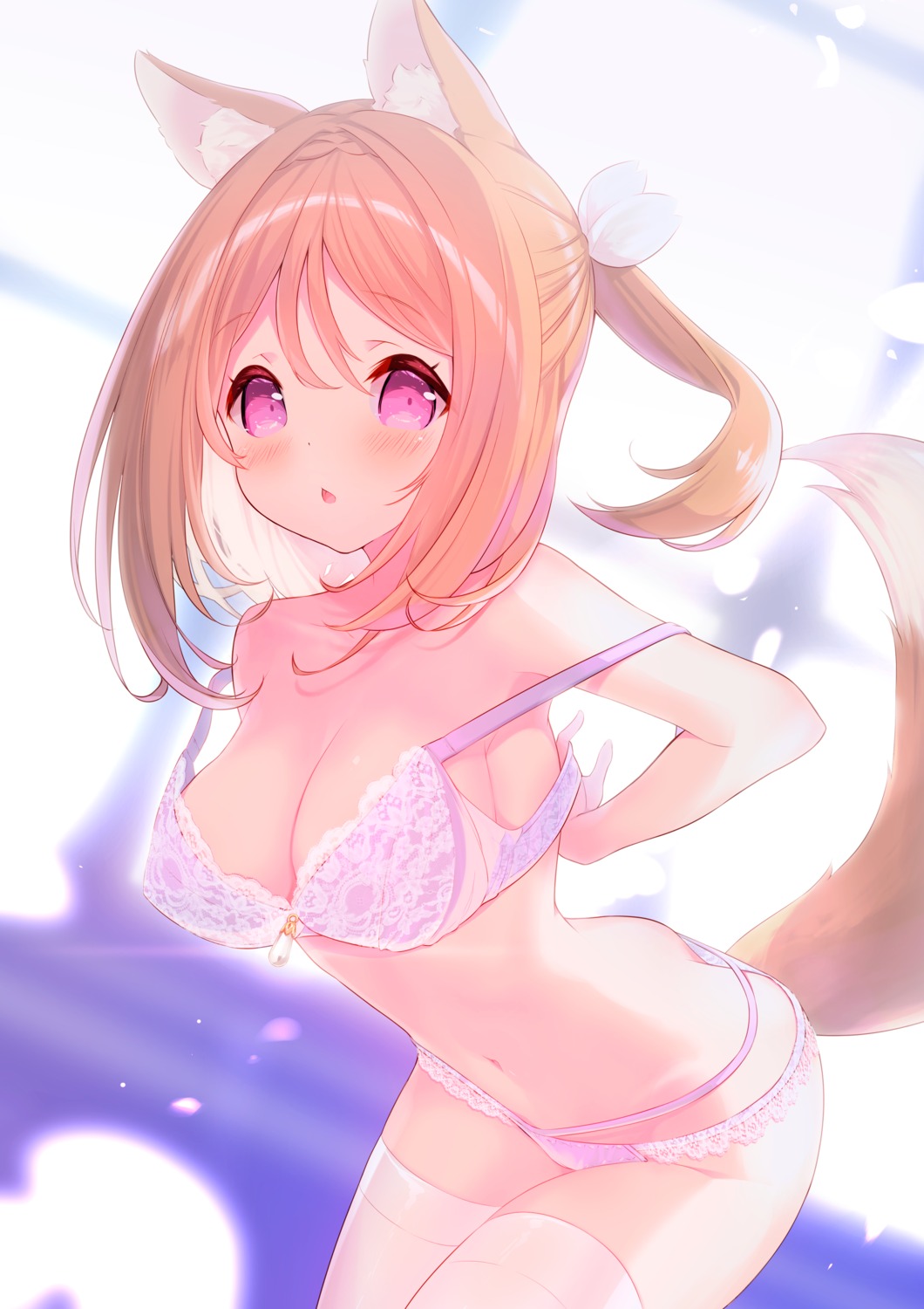 animal_ears bra kitsune p19 pantsu sylvie_milia_leclerc tail thighhighs undressing