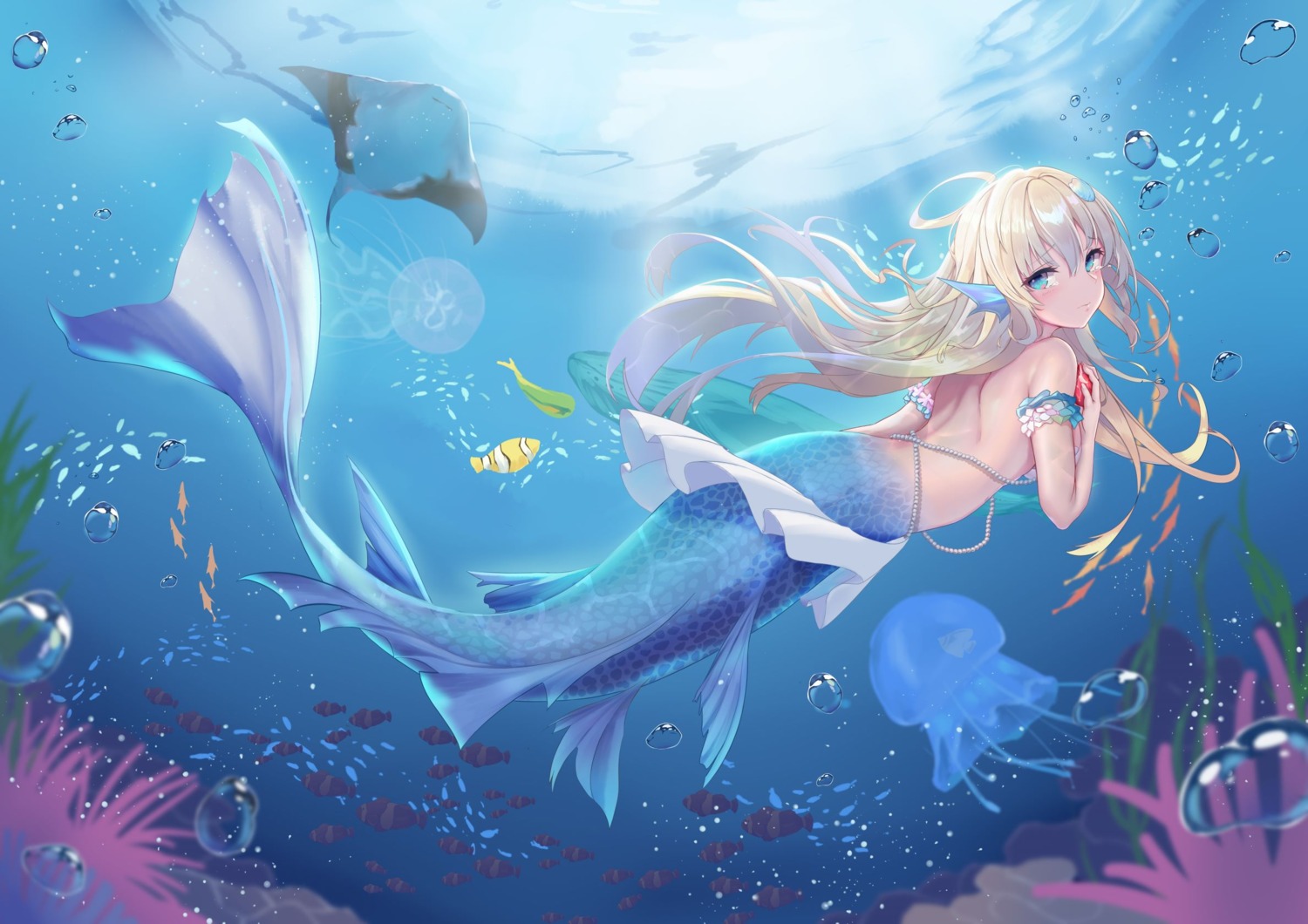 mermaid monster_girl no_bra tagme tail