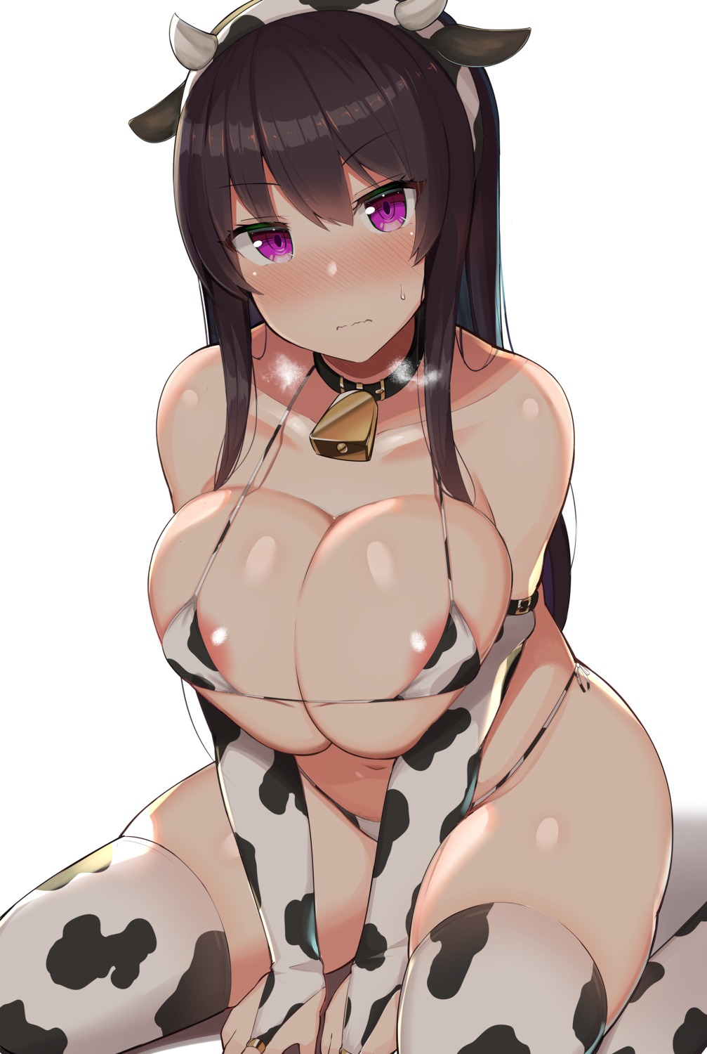 animal_ears ao_no_kanata_no_four_rhythm areola bikini breast_hold horns jakko pubic_hair swimsuits thighhighs tobisawa_misaki